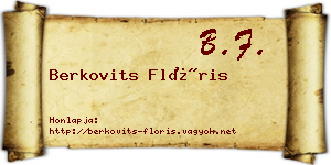 Berkovits Flóris névjegykártya